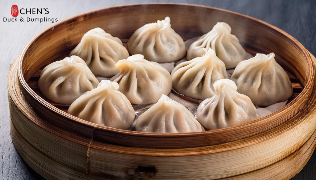 Dumplings dipped in chili oil sauce